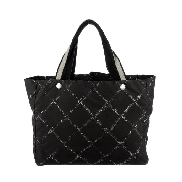 CHANEL Handbags - CHANEL Travel Ligne Quilted Nylon Black Tote CC